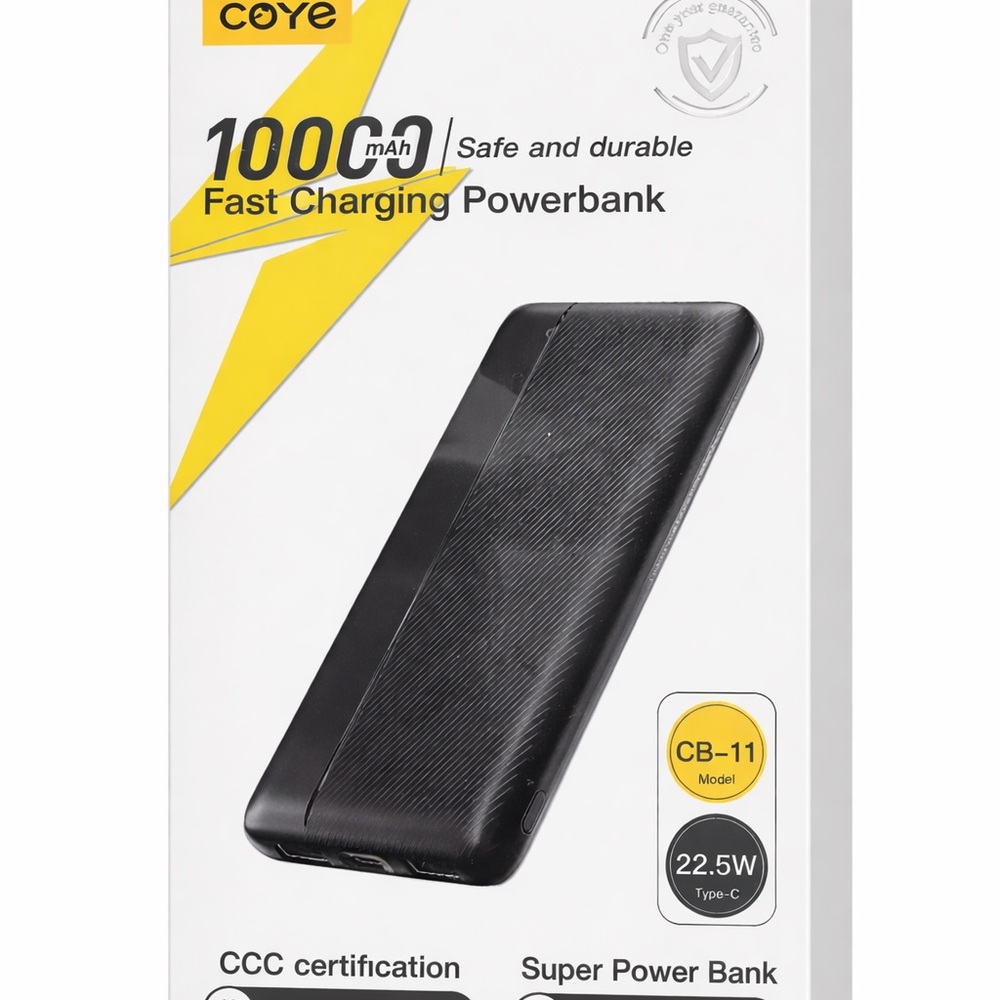 Coye 10000mAh Fast Charging Black Powerbank